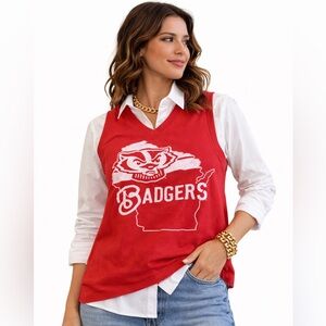 Wisconsin Badgers Pressbox Red Graphic Tank Top